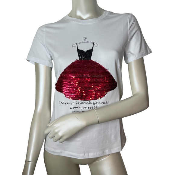 Over Apparel brand White Sequence T- Shirt - Picture 9 of 10